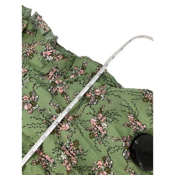 Lane Bryant Green Floral Ruffle Sleeve Cotton Blouse Size 20 Womens boho flowy - Picture 8 of 10